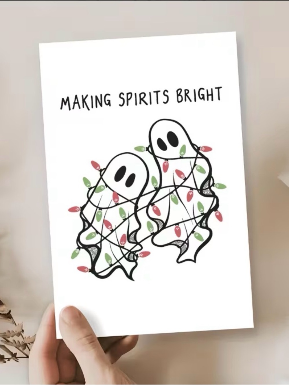 Making Spirits Bright Ghost Holiday Card